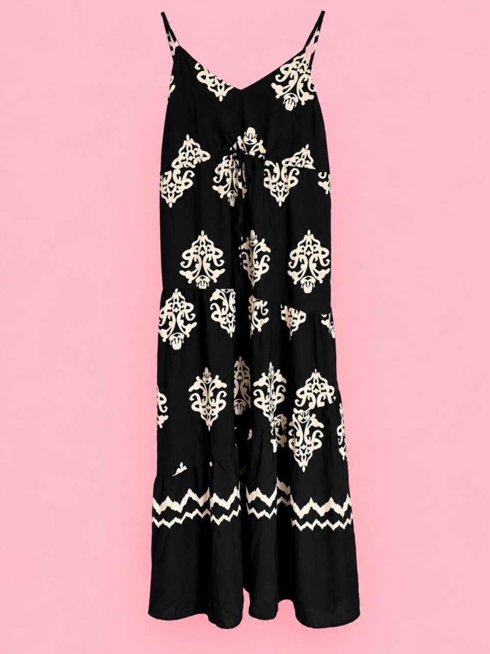 🖤 Black & White Damask Maxi Dress